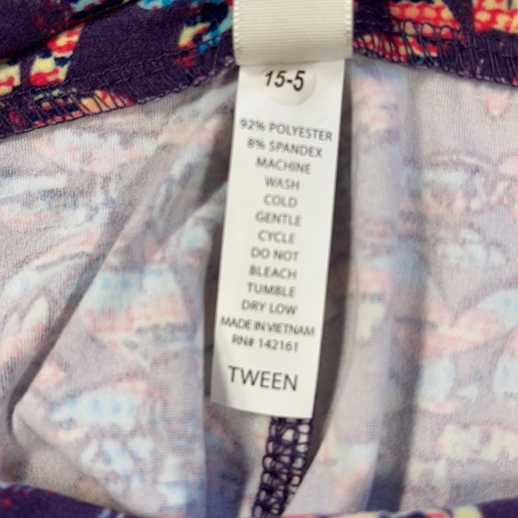 LuLaRoe Tween Purple Floral Leggings - Picture 5 of 7